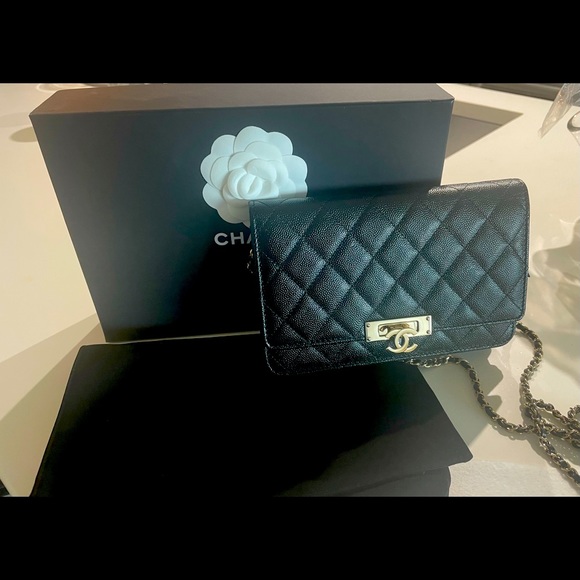 ❌SOLD❌CHANEL Caviar leather Wallet On Chain Black Cross Body Bag - Picture 5 of 11